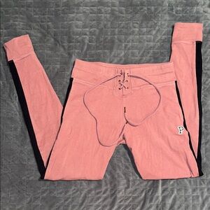 High-Waisted Pink and Black Leggings